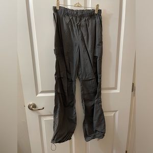 Love Tree charcoal gray cargo parachute pants new